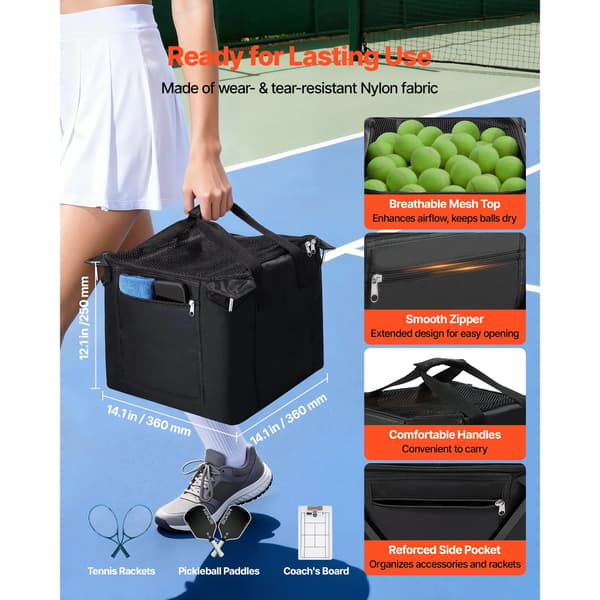 Tennisbollshopper, Ergonomisk Design, Lätt Rörlighet,Rymmer 120 bollar