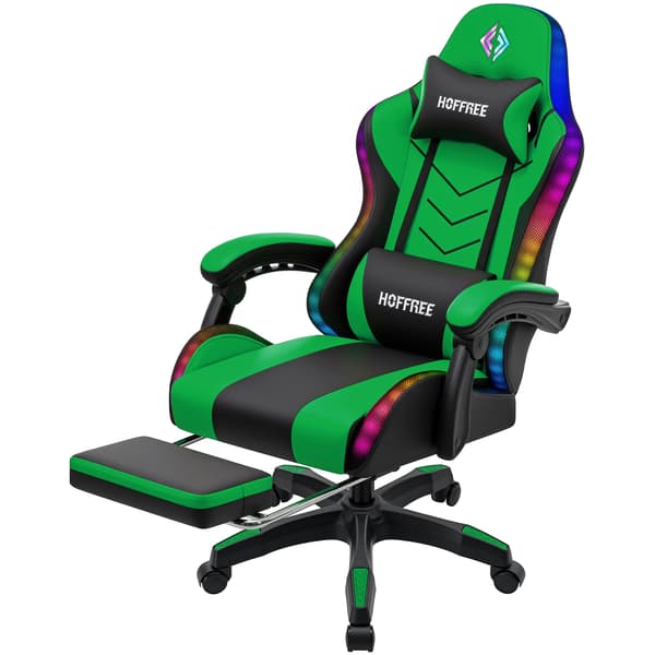 Spelstol, Ergonomisk Design, RGB LED-lampor,grön