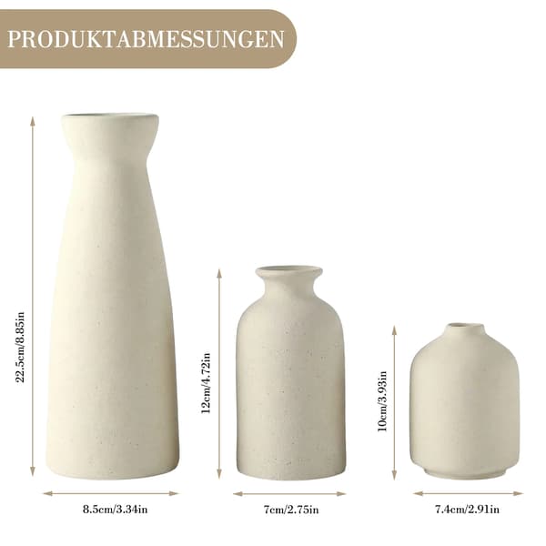 Keramisk Vas, Mångsidig Dekoration, Modern Boho-stil, Vit 3 st