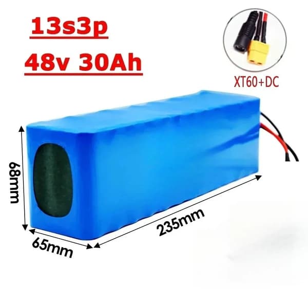 Litiumjonbatteri, 48V kapacitet, snabb laddning, XT60-DC