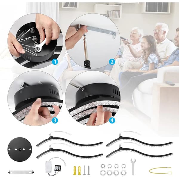 Loftlampe, Bølgeformet Design, Energi Effektiv,sort, Kold Hvid