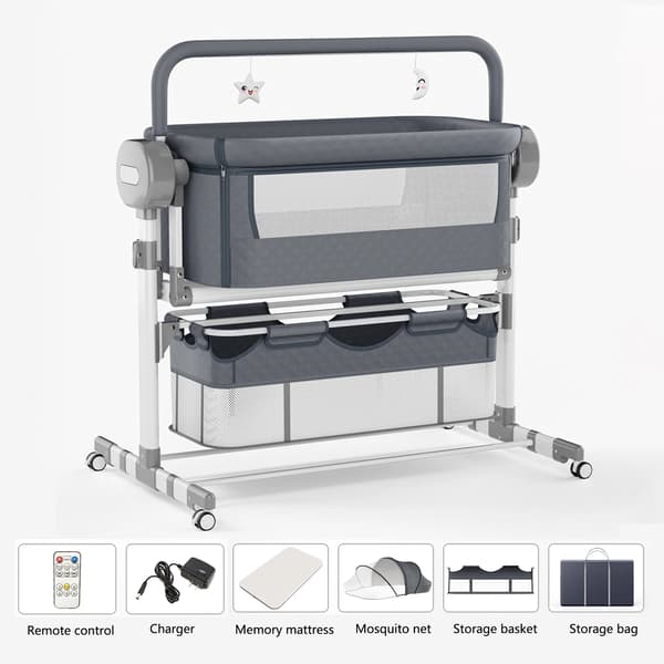 Babyseng, Justerbar Højde, Elektrisk Vugge Mekanisme,YC608--GRÅ