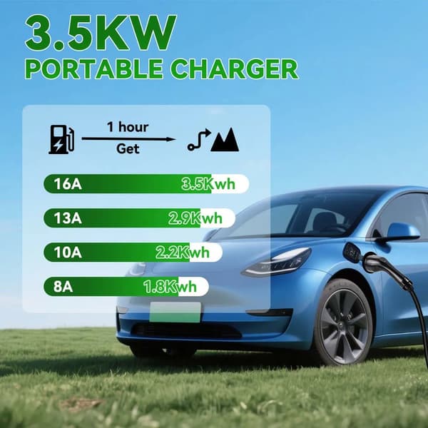 EV-laddare, bärbar typ 2, appkontroll,Typ2, 3.5KW 16A