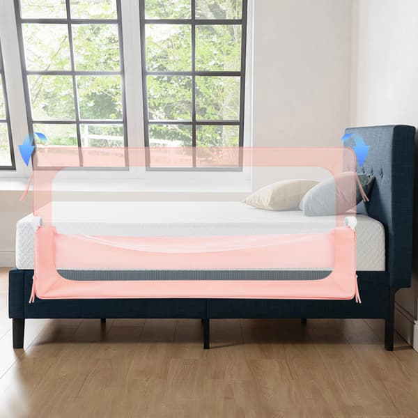 Sengegelænder, Justerbar Højde, Pladsbesparende Design,Pink