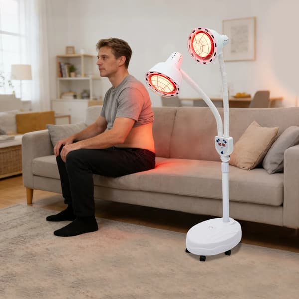 Infraröd Terapi Lampa, Justerbart Dubbelhuvud, Rullande Stativ,VIT