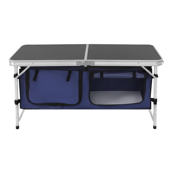 Fällbart Campingbord, Justerbar Höjd, Lättvikts Aluminiumram,svart