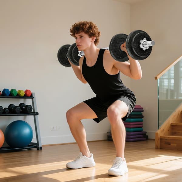 Justerbart hantelset, ergonomiskt grepp, kompakt design, MÖRKGRÅ