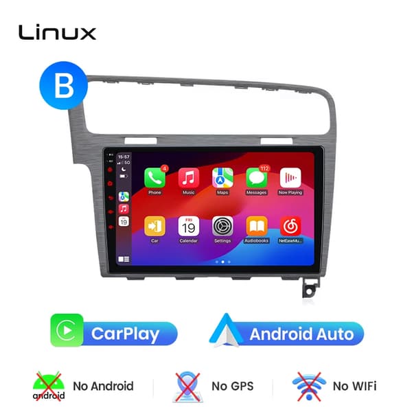 Bil Audio System, Touchskærm, Multimedia Afspilning, Kompatibel med Golf Mk7 (Typ 5G) 2012-2017, Indbygget Kølevifte Android GPS Navigation,Linux - B