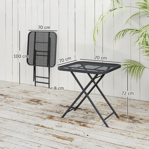 Trädgårdsbord, Fällbar Design, Väderbeständig Stål,Svart