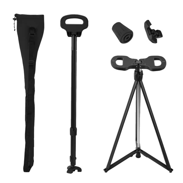Gångstav, Fällbar Design, Justerbar Höjd,svart