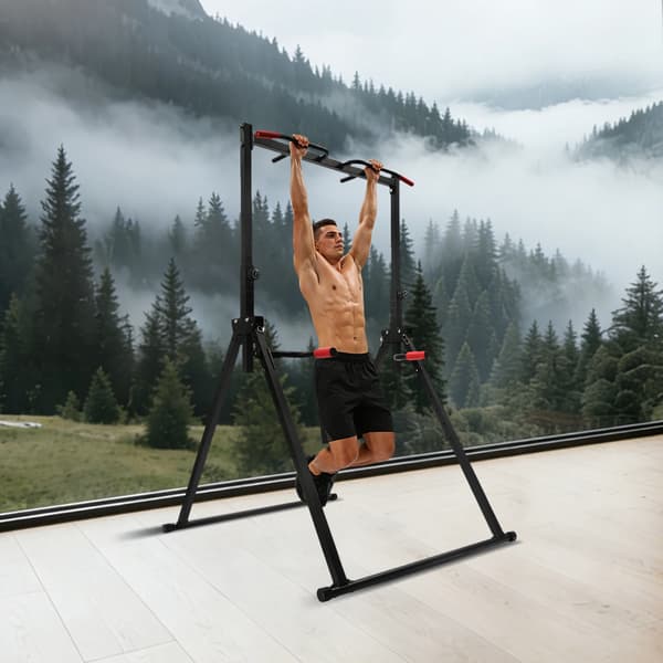 Pull Up Station, Justerbar Højde, 200kg Belastningsevne,sort