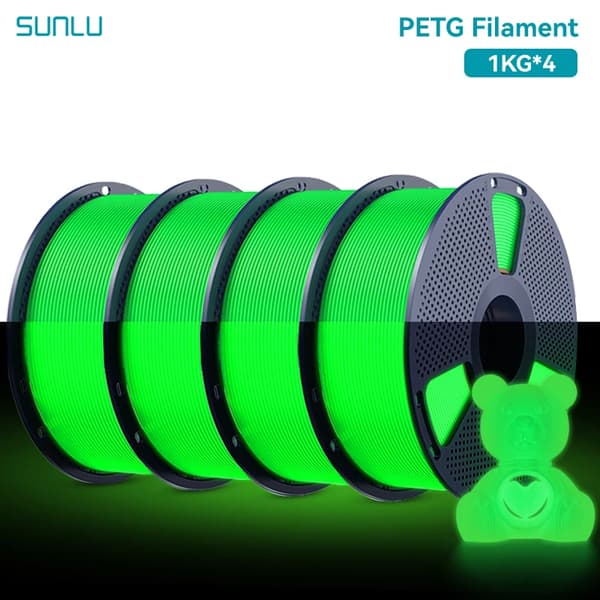 3D-printer filament, PETG-material, lyser i mørket,lysende grøn