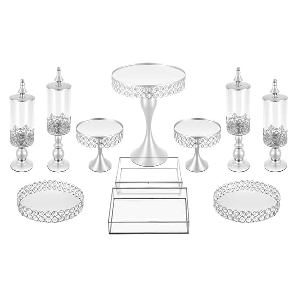 Tårtfat Set, Elegant Design, Hållbart Material,Silver