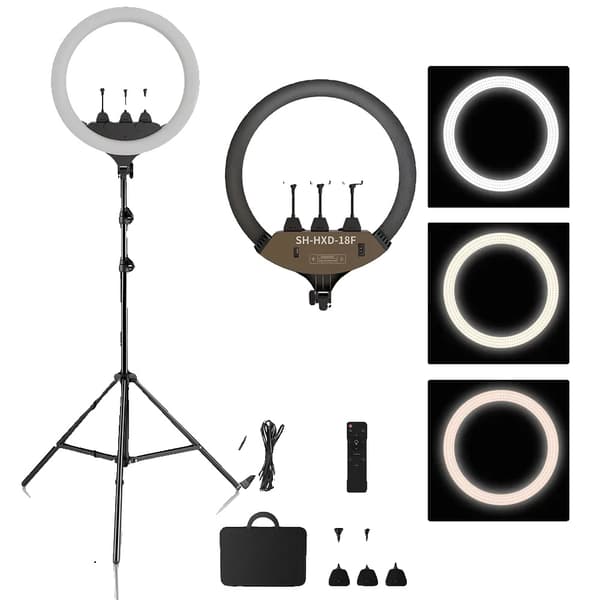 Ring Light, Dæmpbar Lysstyrke, 360° Rotation,18F 200cm stativ
