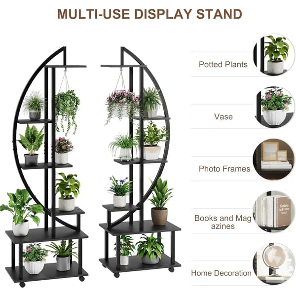 Indendørs Planteholder, 6 Niveauer, Moderne Design,Sort