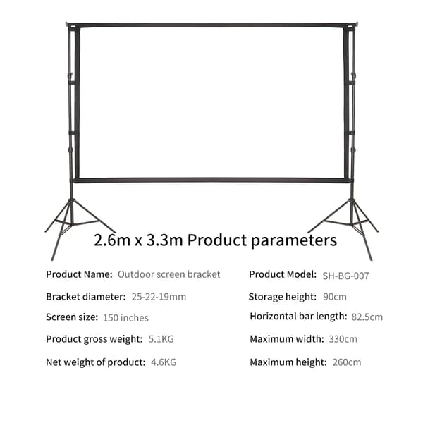 Projektionsstativ, Lättviktig Design, Enkel Montering,2.6x3.3m