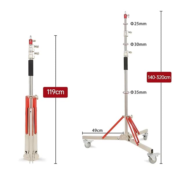 Fotografi C Stativ, Justerbar Højde, Holdbart Rustfrit Stål,320CM  Stativ