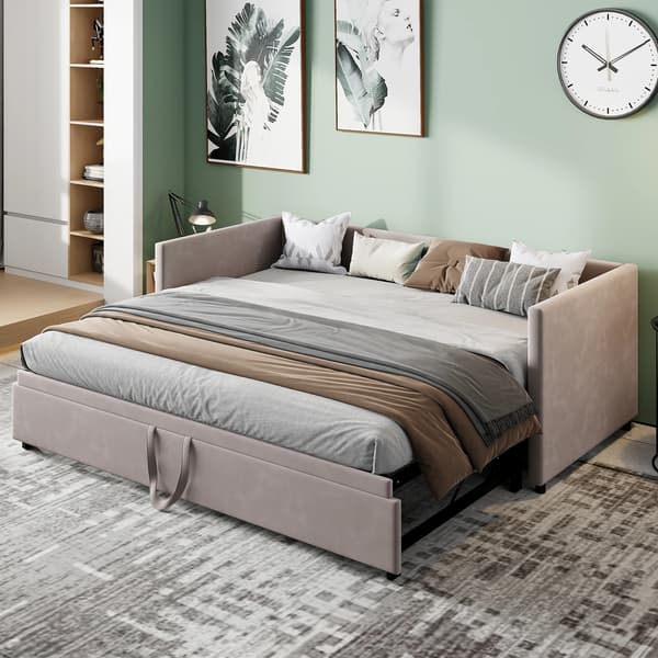 Soffa Sängram, Modern Sammetstoppad, Platsbesparande Design,Grå A