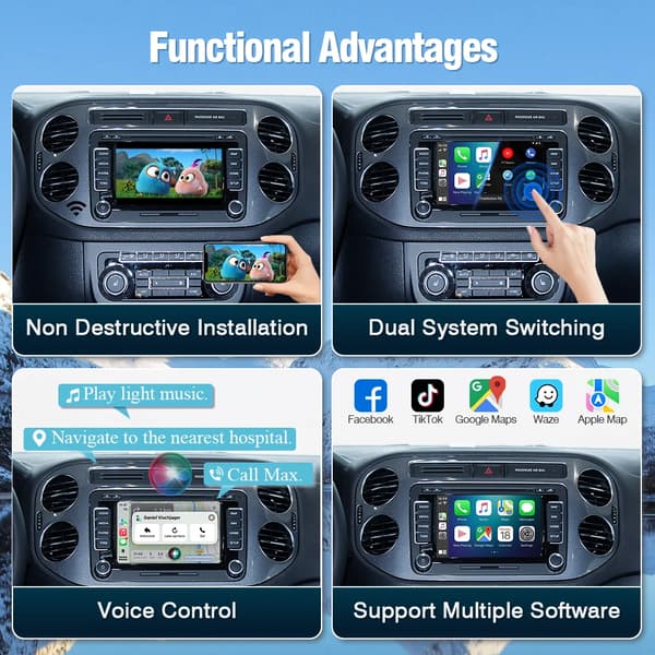 CarPlay Decoder, Android Auto Support, Bagkamera Kompatibilitet,Til VW RNS510