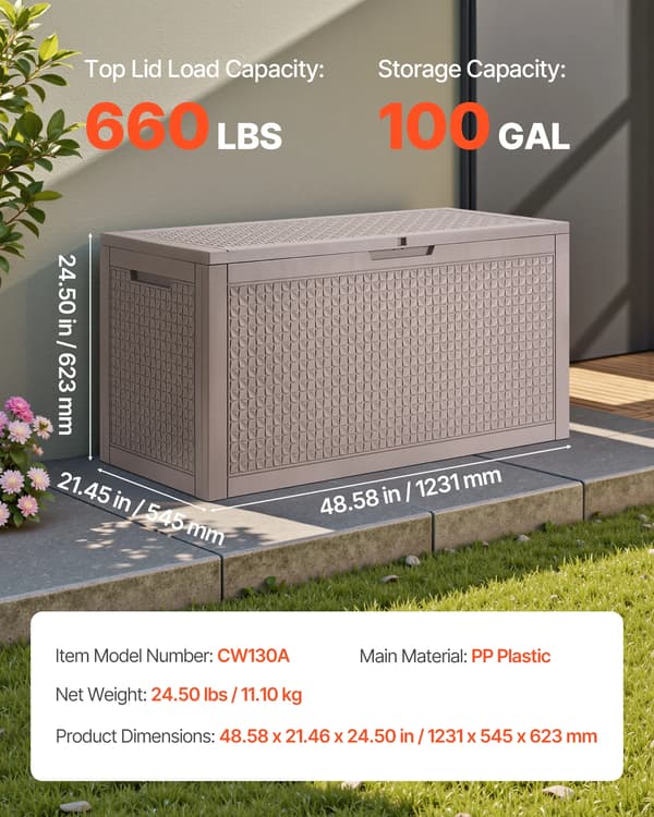 Dækboks, Vandtæt, Dobbeltformål Design,100 Gal
