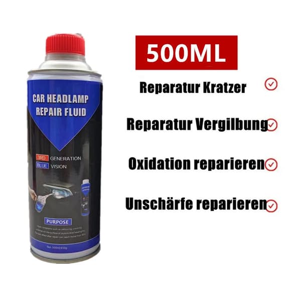 Strålkastarrengöringskit, Flytande polymerformel, Lätt applicering,500ML set