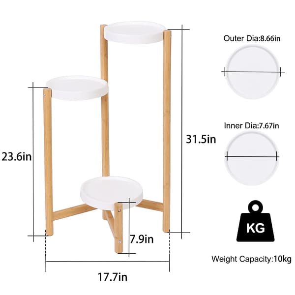 Växtställ, 3-nivådesign, platsbesparande hörndisplay,S, Bambu