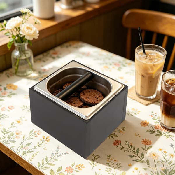 Kaffeknockbox, 1500ml kapacitet, holdbar rustfrit stål konstruktion,sort