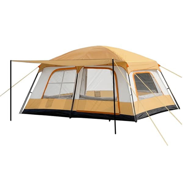 Camping Telt, Rummelig 2-Værelses Design, Hurtig Opsætning,Khaki