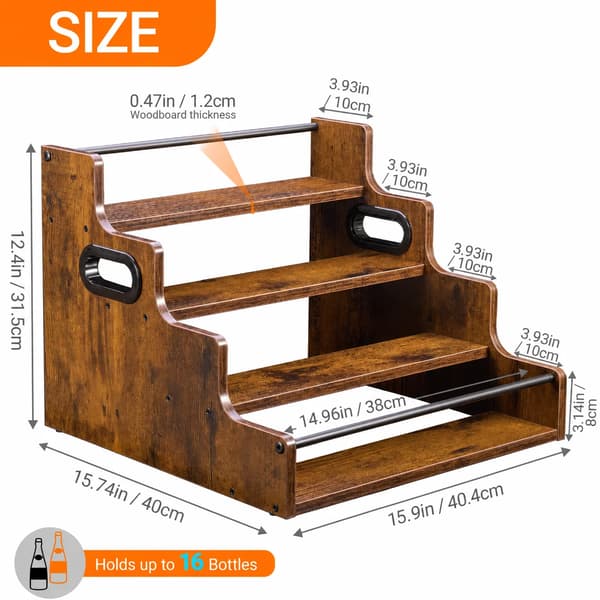Display Rack, Rustik Design, Multi-Tier Opbevaring,Brun, 4-lags