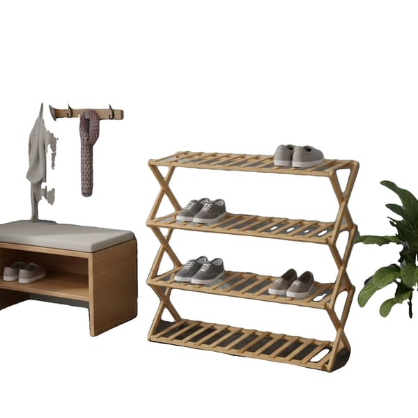Sko Rack, Foldbart Design, Velegnet til Små Rum,Fire-niveau Sko Rack