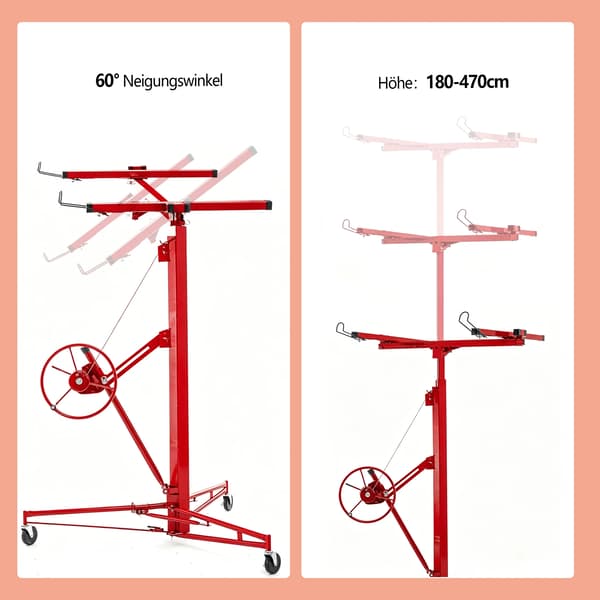 Gipsväggslift, Maxhöjd 470 cm, 68 kg Kapacitet,Röd