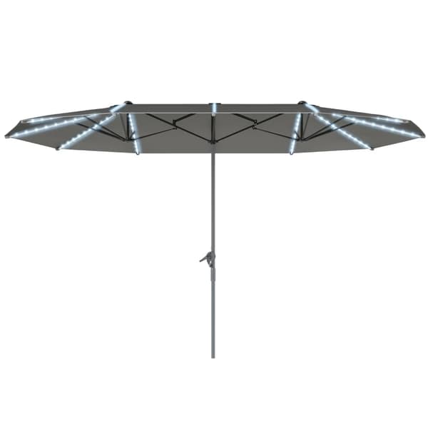 Terrassparasol, UV-skydd, Solenergi LED-lampor,Grå