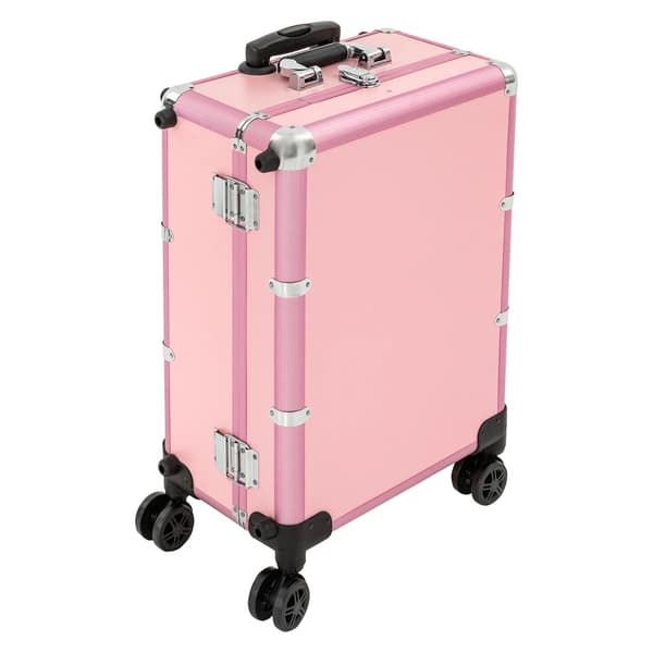 Makeup Train Case, Belyst Spejl, Bærbar Trolley Design,Pink