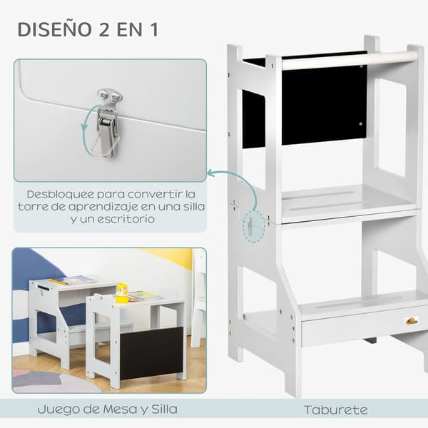 Lärande torn, Konvertibel Design, Säker Stabilisering, Ljusgrå