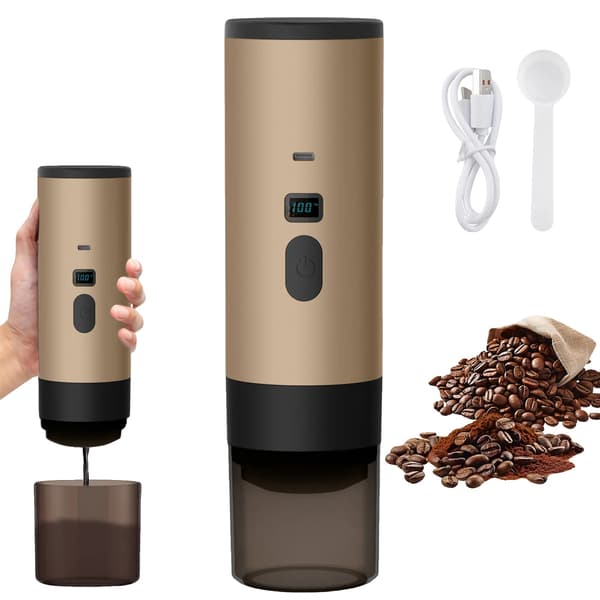Kapselkaffemaskine, Bærbar, USB-genopladelig,Champagne