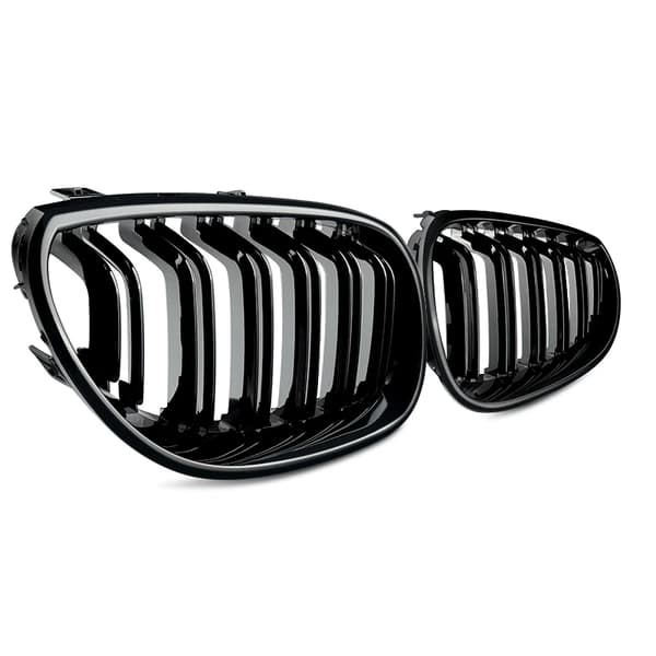 Frontbumpergrill, Dobbelt Spalter Design, Forbedret Æstetik,Glansfuld Sort