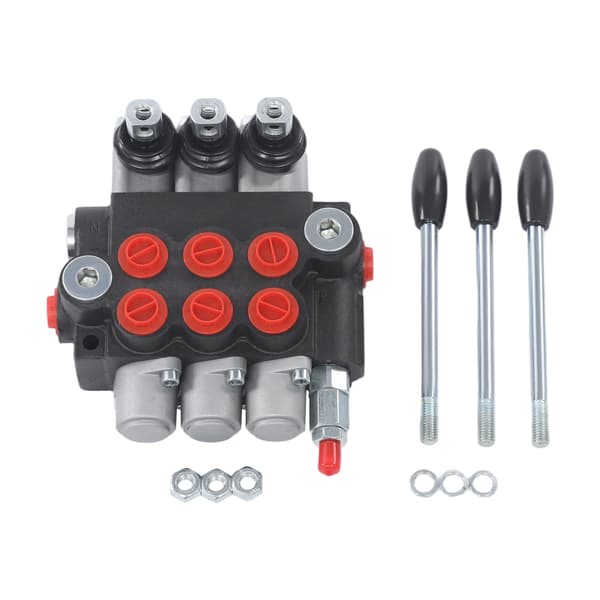 Hydraulisk Retningsbestemmende Ventil, 3 Spole Design, Justerbart Tryk,Sølv Sort Rød
