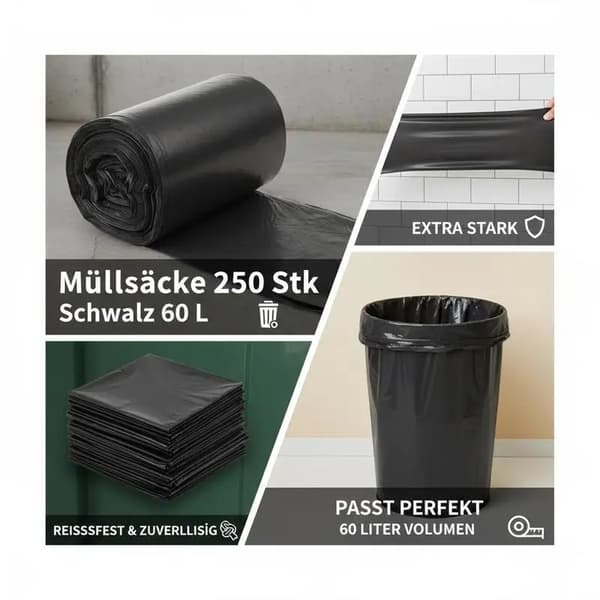 Affaldsposer, Heavy Duty, Miljøvenlige,Sort