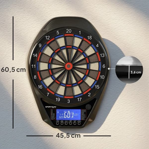 Dartskive, Genopladelig Elektronisk, Stor Lysende Skærm,sort
