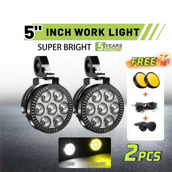 Spotlight, 4 Tommer LED, Justerbar Lysstyrke,Hvid Amber Strobe