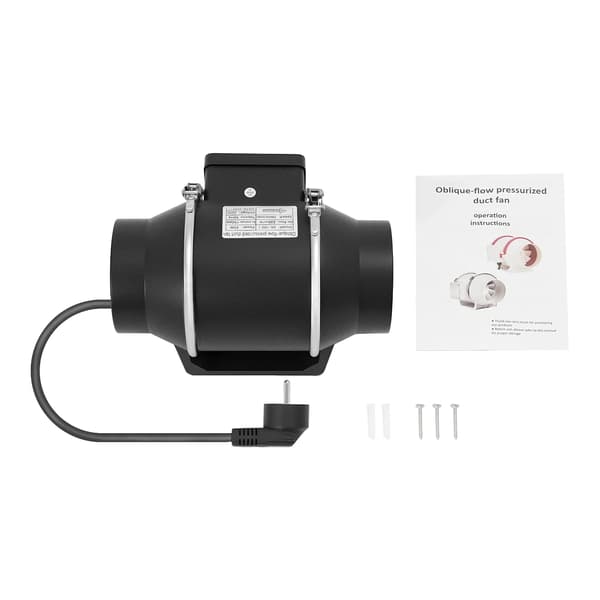 Kanalsventilator, 220 m³/t Luftstrøm, Stille Drift,sort, HF-100P