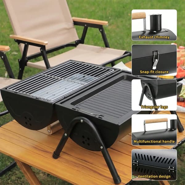 Kulgrill, Letvægtsdesign, Kompakt og Bærbar,sort