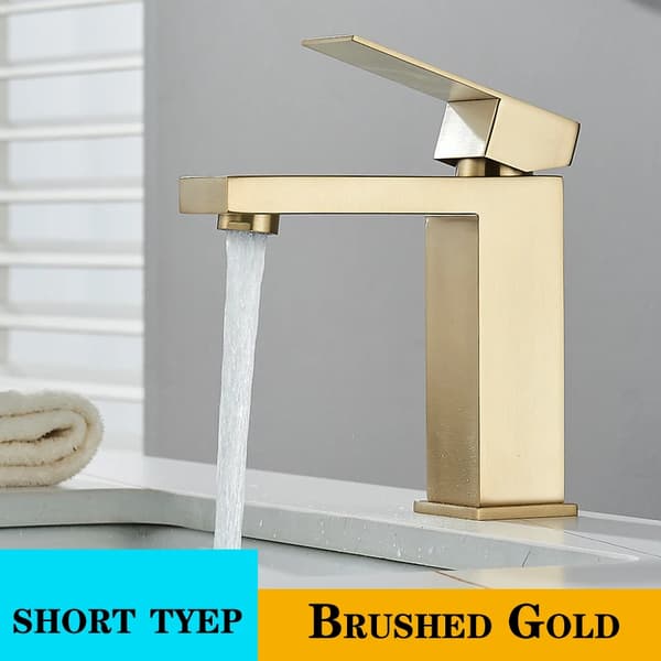 Basinblandare, Hållbar Messingkonstruktion, Modern Design,S Borstad Guld