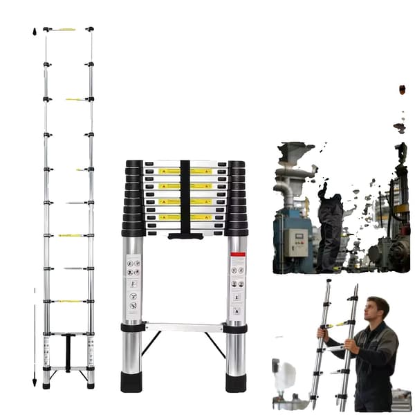 Teleskopstige, Heavy Duty, Pladsbesparende Design,3.2m