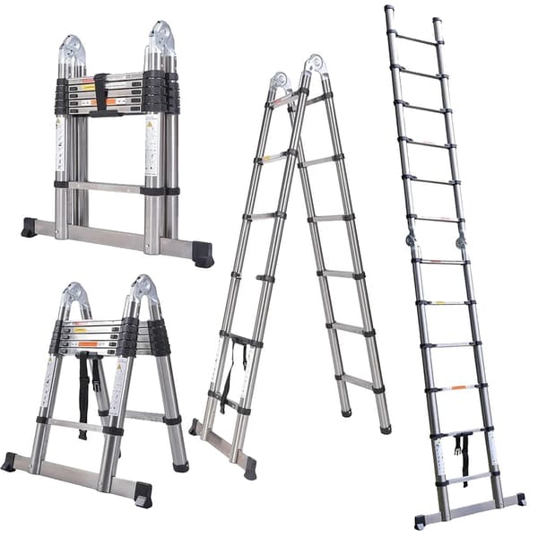 Teleskopstege, Rostfritt Stål, A-ram Design,3.8M
