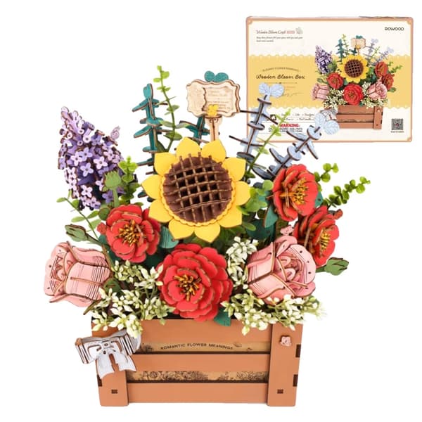 Träpussel Blomma Kit, Engagerande DIY Montering, Charmig Heminredning,STW02H