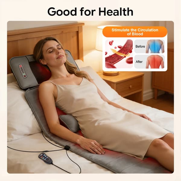 Massage Matta, Värmefunktion, Anpassningsbara Läge,Grå