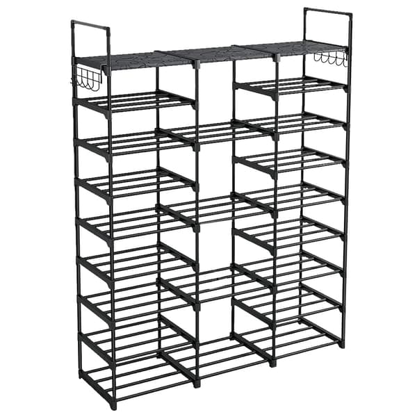 Sko Rack, Pladsbesparende Design, Stor Kapacitet,sort farve