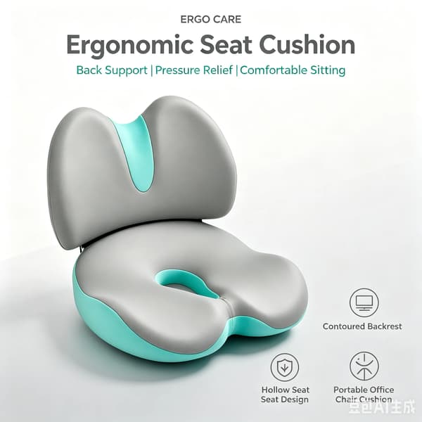 Memory Skum Sædehynde, Ergonomisk Design, Integreret Rygstøtte,Lys Grå