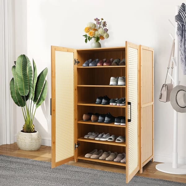 Sko cabinet, 6-lagers design, modern utseende,Träfärg